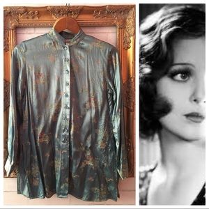 Vintage Top button down oriental Asian inspired